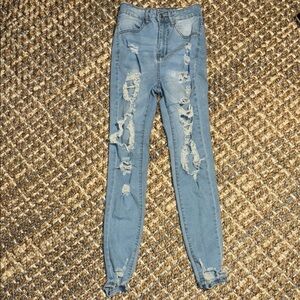 Shein Distressed Light Blue Jeans size xs(2)